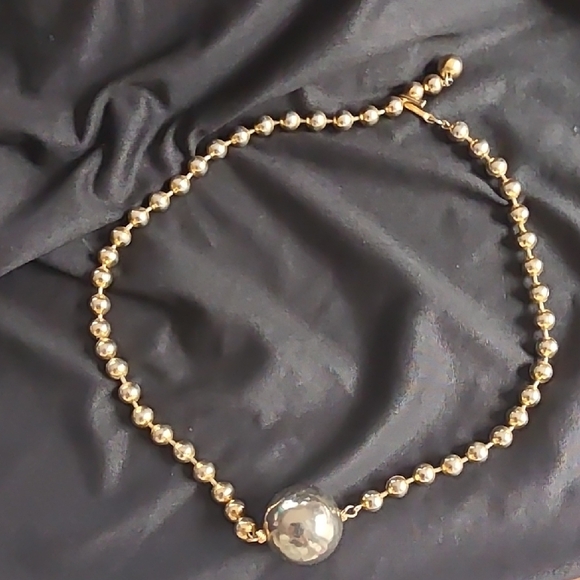 Elegant Gold and Silver Beaded Necklace - Picture 1 of 2